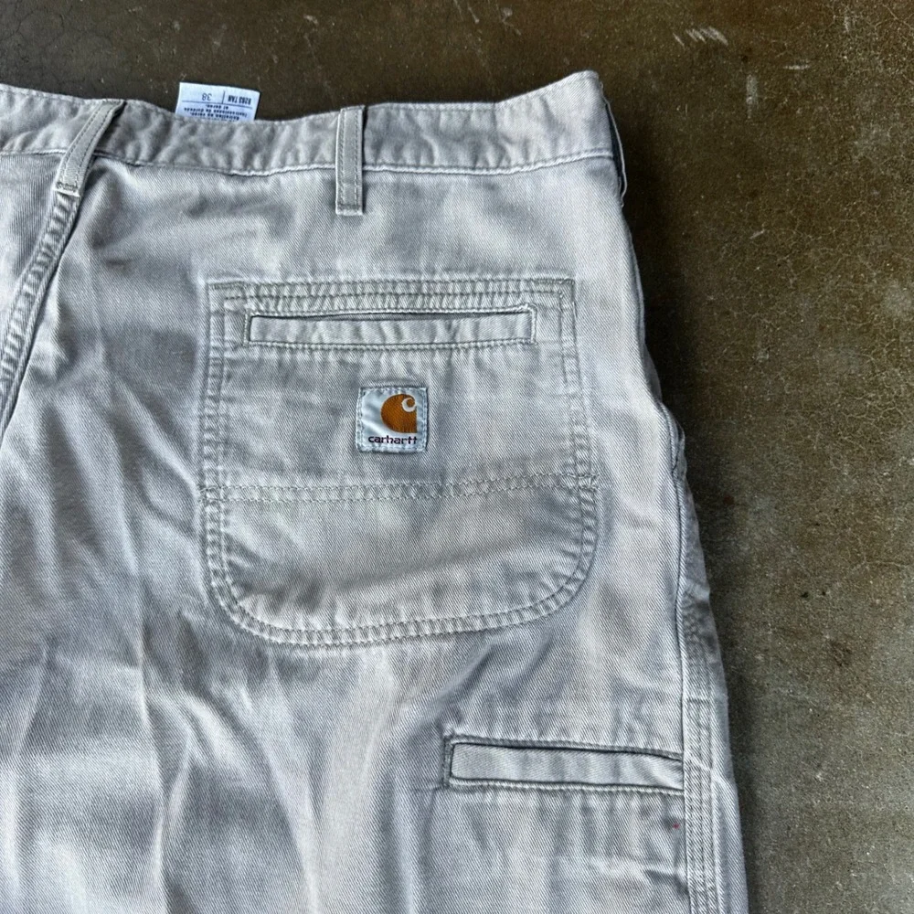 Carhartt Carpenter Shorts Mens 38 Tan B283 Canvas Workwear Utility